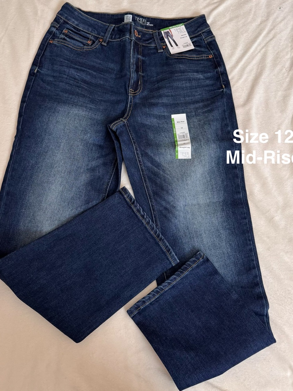 Time and Tru Women's Mid Rise Straight Leg Jeans, 30" and 28" Inseams